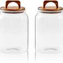 Sweejar Glass Jars for Laundry Room Organization, 90 ounce Laundry Pods Container, Glass Food Storage Jars with Airtight Lid, 2 Pack, Hand Lid