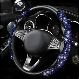 Yourkar 2 PCS Steering Wheel Cover, 15 Inches Crystal Diamond Bling Cover for Auto Steering Wheels, Safety Non-Slip Universal Fit Sparkly Steering Wheel Cover, Car Accessories (Blue)