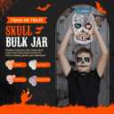 30 Pack Halloween Ring Candy - Individually Wrapped Holiday Themed Skull Candys Packed in a Skull Jar  Trick Or Treat Strawberry And Tutti Frutti Delicious Candys - Bulk Halloween Suckers Great Use, For Kids, Trick Or Treat, Party Favor, Classrooms, Goodie Bags (EXP 06/18/27)