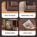 IRIS USA Modern Wooden Dog Crate Stylish Furniture-Style Indoor Kennel & End Table for Small to Medium Dogs, Secure Enclosed Pet Cage with Sliding Door, Dark Brown
