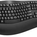 EDJO Ergonomic Wireless Keyboard with Wrist Rest, Wave Keys, for Large Hands, 2.4GHz Full Size Ergo Cordless USB Computer Keyboard, Comfortable Natural Typing, for Laptop, Mac, Windows (Black)