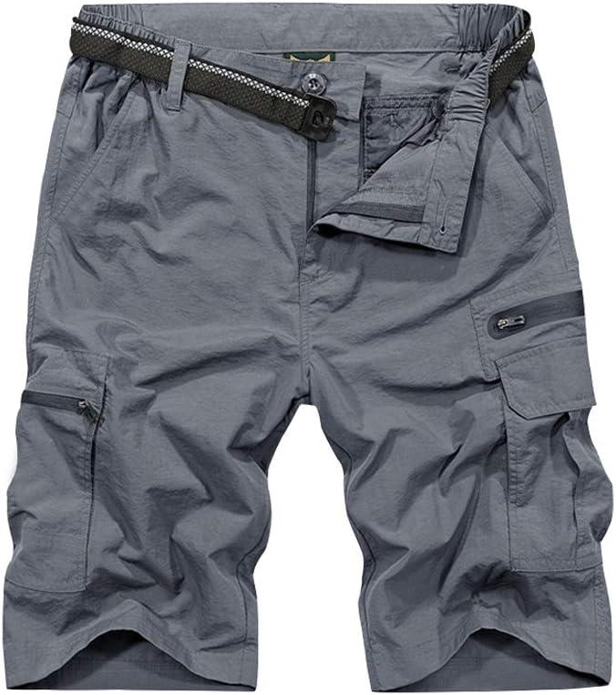Jessie Kidden Mens Outdoor Casual Expandable Waist Lightweight Water Resistant Quick Dry Fishing Hiking Shorts (Gray, XL)