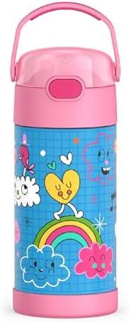 THERMOS FUNTAINER Water Bottle with Straw - 12 Ounce - Kids Stainless Steel Vacuum Insulated Water Bottle with Lid, Sketchbook