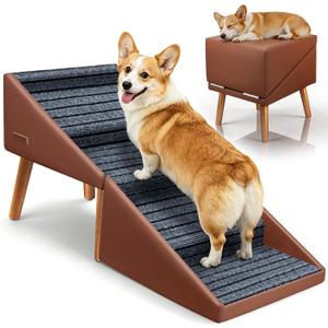 Dog Stairs for Small Dogs,17" H 4‑Step Non‑Slip Dog Ramp for Couch Low Bed
2‑in‑1 Foldable Wooden Pet Stairs & Steps with Split Ottoman Design,for Puppy Medium Senior Injured Pets,Holds 250LBS