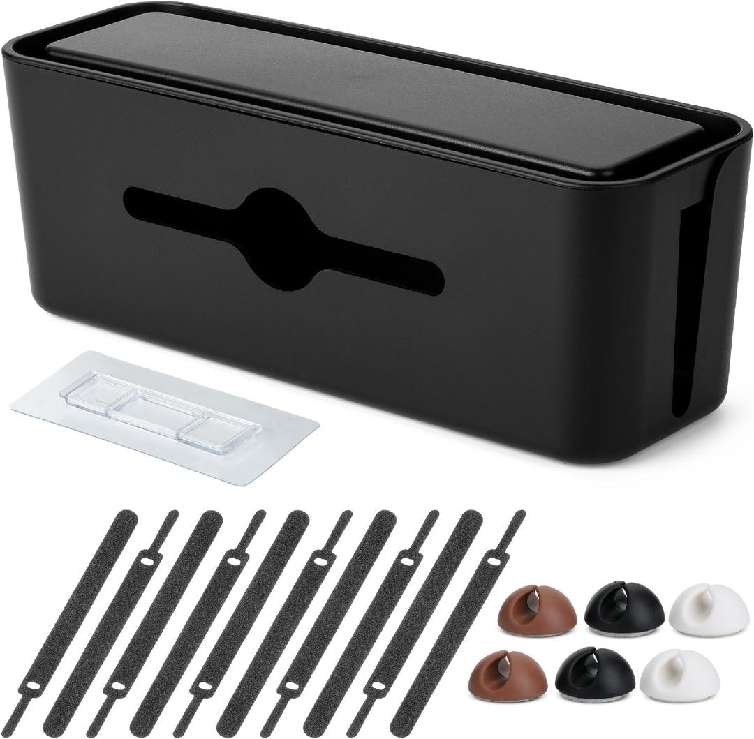 Bates- Cable Management Box, Small, Cable Organizer Box, Cord Organizer Box, Cable Box Organizer, Cord Management Box, Cord Hider Box, Cord Box for Wires on Floor, Power Strip Cover Box Baby Proof