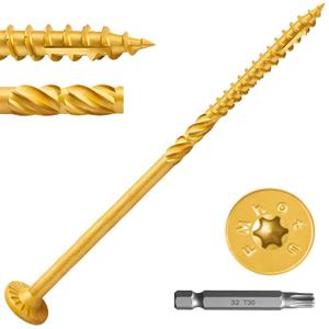 #14 x 8 Inch Wood Structural Lag Screws | 300Pcs Star Drive Decking Wood Screws, Rust Resistant Timber Screws for Timber/Log/Landscaping (Yellow)