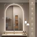 Backlit Arched LED Bathroom Mirror 24x36 Inch, Dimmable LED Vanity Mirror with Lights, Anti-Fog, 3 Colors, Memory, ETL Listed