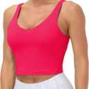 THE GYM PEOPLE Womens' Sports Bra Longline Wirefree Padded with Medium Support (X-Large, Magenta)