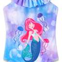 Dvenki Girls One Piece Swimsuit - Adjustable Strap, Checked Face & Mermaid Print Toddler Ruffle Bathing Suit Size 2T-10