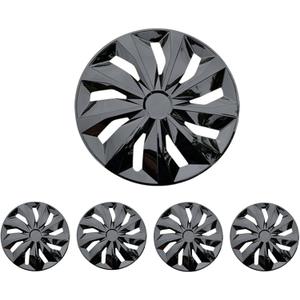 16 Inch Black Hubcaps Wheel Covers Replacement R16 Hub Caps Snap On Universal Wheel Rim Cover Exterior Accessories for Car Trunk SUV Set of 4