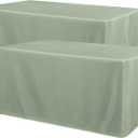 Obstal 2 Pack Table Clothes for 8 Foot Rectangle Tables - Water Resistant Washable Fabric Polyester Rectangle Table Cover Protector for Wedding, Banquet and Trade Shows, 96L x 30W Inches, Sage Green