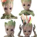 Baby Groot Flower Pot, Tree Man Pen or Pencil Holder or Planters with Drainage Hole Perfect for a Tiny Succulents Plants Christmas Birthday Gift (4 Styles in 1)