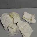 Fourluoo 6 Pairs Ruffle Socks Women Frilly Lace Ankle Socks Cream Lolita Princess Bow Breathable