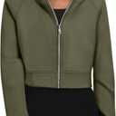 Trendy Queen Womens Zip Up Hoodies Jackets Cropped Sweatshirts Fleece Fall Outfits Casual Comfy Y2k Tops Winter Clothes 2025 (Small, Armygreen)