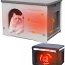 Insulated Cat House Outdoor Weatherpoof Plastic Cats Houses with Escape Door Indoor Waterproof Feral/Pet Cat Shelter Outside for Puppy, Rabbit for Winter