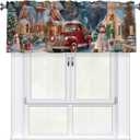 Worltoldb Christmas Red CarCurtain Valance Short Rod Pocket Window Treatment for Living Room Bedroom Kitchen Bathroom 1 Panel 54" W x 18" L