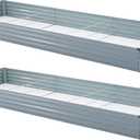 Meberam 2 Pack 12x4x1FT Galvanized Raised Garden Beds Kit Outdoor Metal Gardening Planter Box for Vegetable Elevated Flower Herbs,Gray
