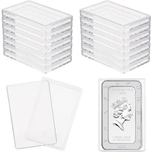 FINGERINSPIRE 18 Pcs Silver Bar Case 2.2x1.4 inch Acrylic Silver Bar Holder Clear Storage Container Compatible Silver Bar Box for 1oz Silver Bar 1 Troy Ounce Bar Collection of Coins