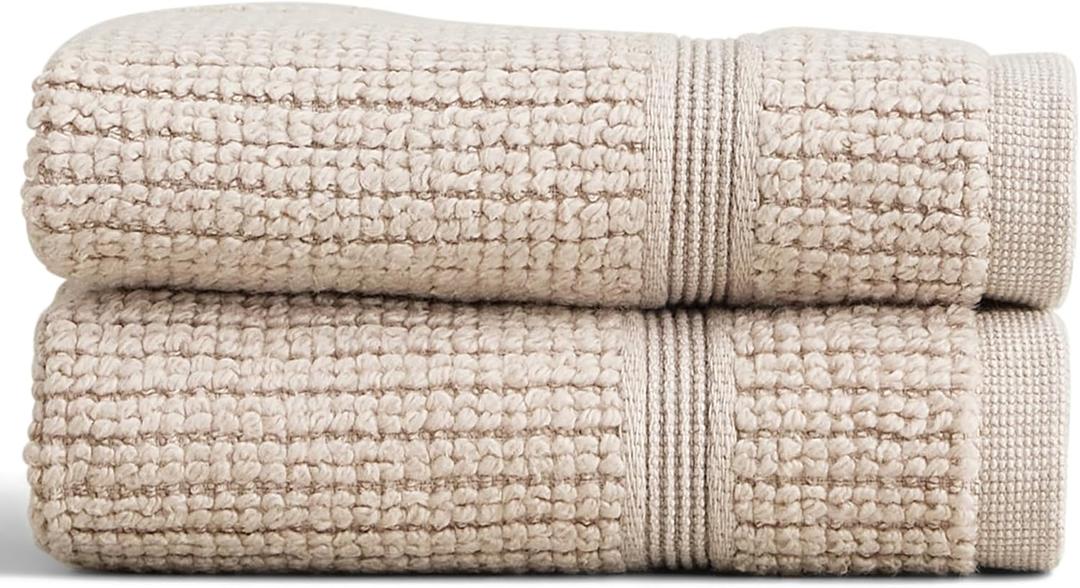 Preston Lane Duoro Washcloth Set  2 Pack Luxury Cotton Towels, Ultra Soft & Absorbent, Quick-Dry Spa-Quality Bathroom Towels, Made in Portugal, Clay