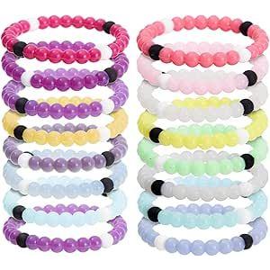 Zodaca 8 Pack of Beaded Bracelets for Party Favors, VSCO Color Changing Jewelry (Silicone, 2.6x0.3 in)