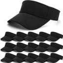 15 Pack Sport Wear Sun Visor Hats, Adjustable UV Protection Ball Caps, Athletic Empty Top Unisex Visor for Women and Men, Beach Pool Golf Tennis Baseball Sports Outdoor Travel(Black)