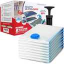 Spacesaver 8 Pack Jumbo Vacuum Storage Bags for Blankets & Clothes – Jumbo Vacuum Sealed Compression Bags with Hand Pump – Space Saver Storage Bags for Bedding, Moving, Travel & Organization