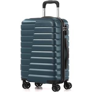 Coolife Carry On Luggage Airline Approved with Wheels Hard Shell Suitcase Spinner TSA Lock Telescopic Handle (20-inch-Teal blue)