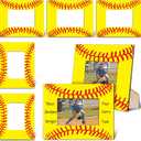 GlikCeil 6 Pcs 8'' x 10'' Softball Picture Frame Wooden Senior Night Photo Frames Gifts Sport Pattern Decor for Tabletop Display Home Hotel Office Decoration, Fits Display 4'' x 6'' Photos