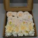 Champagne Flowers Artificial Roses Combo Set Faux Champagne Silk Flowers Fake Roses Mix Chrysanthemum Dahlia with Stems for Wedding Bouquets Table Centerpiece Baby Bridal Shower Birthday Party Decor