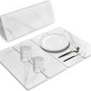 Large Stone Dish Drying Mats for Kitchen Counter, 24"(L)16"(W) Collapsible Quick Dry Dish Drying Mat, Eco-Friendly Absorbent Diatomaceous Earth Mat for Dishes Bottles Cup Marble pattern