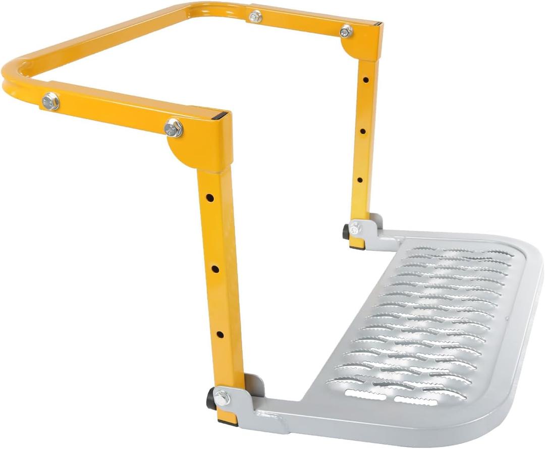 Folding Heavy Duty Tire Step for Truck, SUV and RV Adjustable Tire Mounted Step Fit Most Tire from 10.2 to 14.4, Rated up to 300 Lbs, Shark Jaw Shape Non-Slip Design, Yellow