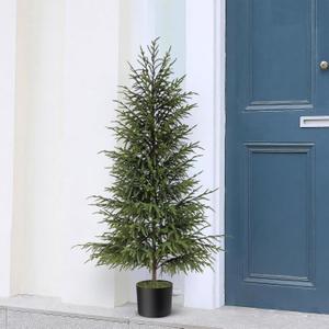 Artificial Norfolk Pine Tree - 4ft (48") Faux Christmas Tree Fake Potted Plants for Indoor Outdoor Home Front Porch Christmas Decor