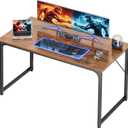 PRAISUN 47 X 24 Inch Computer Desk with Deeper Desktop, Gaming Office Writing Work Desk for Home Office, Study, Bedroom, Work from Home, Metal Frame, Rustic Brown