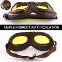 Motorcycle Goggles Vintage Pilot Glasses Anti Fog Dustproof ATV Off Road Motorbike Helmet Eyewear Cruiser Scooter Aviator Goggles Protect for Ridding Motorcross Racing (Brown) (1pcs Brown-yellow Lens)