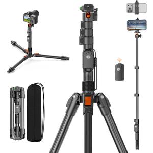 XXZU 75" Camera Tripod,Tripod For Camera Phone with Remote & 360 Ball Head,Aluminum Phone Tripod/Monopod,Camera Stand Tripod for iPhone/Canon/Nikon/DSLR/Digital Camera Accessory Kits,Max Load 17.64lb