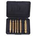 6PCS Stripped Screw Extractor Set, Titanium Coated Broken Bolt Extractor Kit, Easy Out Damaged Screw Removal Tools, 4341 HSS Reverse Drill Bits with Portable Case