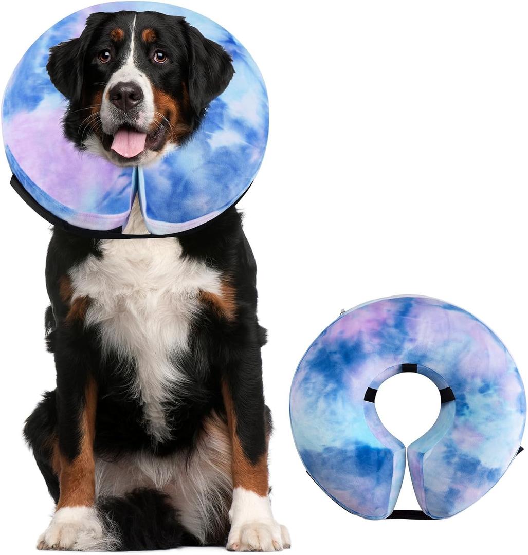 Dog Cone, Y-blue Dog Cone Collar Inflatable Dog Neck Collar Recovery E-Collar Alternative, Dog Donut Collar After Surgery for Dogs and Cats(Purple Blue, XL)