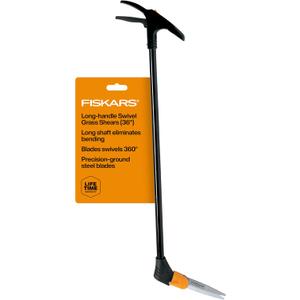 Fiskars Grass Shears, Long Handle, 36" Handle Lawn Shears for Trimming Grass while Standing, Lawn Cutter with 360-Degree Swivel Blade