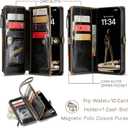 Defencase for iPhone 17 Pro Max Case Wallet with RFID Blocking Card Holder for Women and Men, Fashion PU Leather Magnetic Snap Flip Zipper Strap Wallet Phone Case for iPhone 17 Pro Max 6.9", Coffee