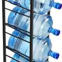 Smusei 5 Gallon Water Jug Holder Heavy Duty 4 Tier Water Bottle Holder with Storage Shelves Detachable Water Jug Rack for 5 Gallon, Water jug Stand Organizer for Office Living Room, Black