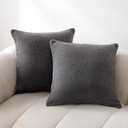 Amazon Basics Boucle Throw Pillow Covers for Couch, Living Room, Home Decor with Hidden Zipper, Grey, 16x16in, Pack of 2