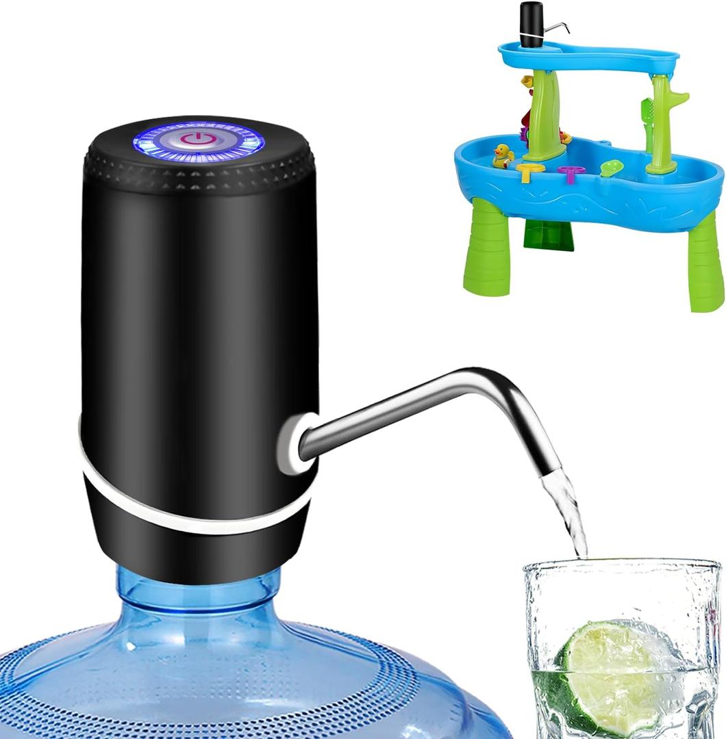 Water Dispenser for 5 Gallon Bottle, Electric Water Pump for 5 Gallon Jug with Switch and USB Charging, Portable Automatic Water Jug Dispenser for Camping, Travel, Home, Kitchen, Office (Black)
