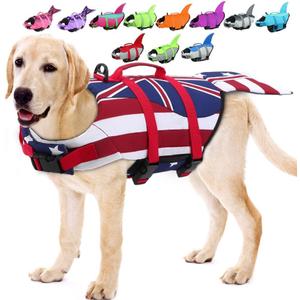 EMUST Mermaid Life Jackets for Dogs, Adjustable Ripstop Dog Life Vest for Water Safety Pet Life Vest with Rescue Handle Safety Vest for Swimming Pool Beach Boating, (L,FlagMermaid)