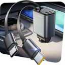 LISEN Retractable Car Charger USB C for iPhone 17, 69W Dual Type C Car Charger USBC Cargador para Carro for iPhone 17 Pro Max Air, Retractable Charger for Car fit iPhone 16 15 Pro Max Air, Black