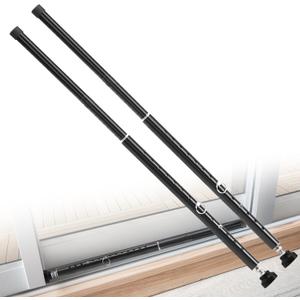Supforce Sliding Door Security Bar, 17-55 inch Adjustable Patio Door Security bar with Rubber Tips, Heavy Duty Window Security Bars for Home Security, 2 Pack, Black