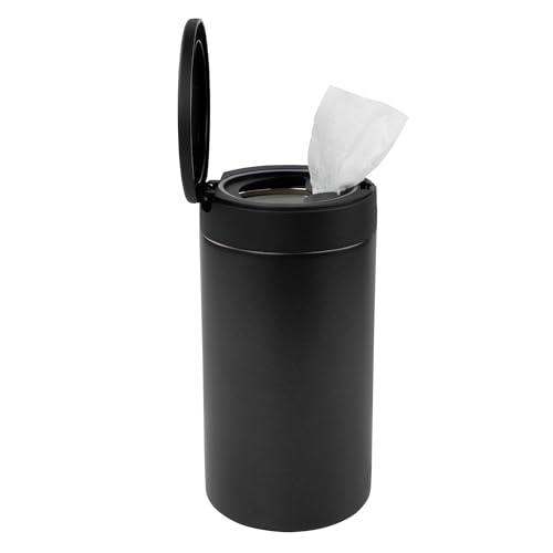 Spectrum Disinfecting Wipes Container Refillable Stainless Steel Wipe Holder for Bathroom Kitchen School Classroom, Reuseable Push Button Wet Wipe Dispenser for Disinfect Cleaning Countertop, Black