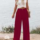 Fooullaide Women High Waist Wide Leg Palazzo Dressy Work Pants with Pocket | Breathable, High Waist, Summer Flowy Slacks, Casual Loose Fit Trousers, for Street, Work Beach Vacation Resort Wear (M)