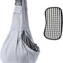 Kanemc Dog Sling Carrier for Small Dogs Cat Puppy Pets Up to 16.5lbs, Comfy Hard Bottom Support, Adjustable Padded Shoulder Strap, Hands-Free Dog Carrier Sling Bag for Outdoor Travel (gray)