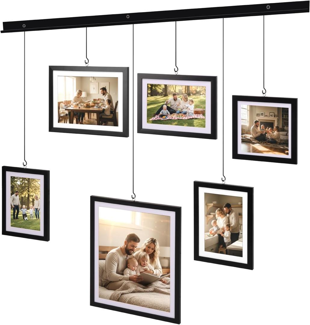 Edenseelake Exhibit Picture Frame Gallery Set, Wall Hanging Collage Frame for Various Sizes 4x4, 4x6, 5x7, 8x10 Inch Photos, Black