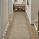 2x8 Light Brown Area Rug Runners for Hallways Washable Vintage Distressed Carpet Low Pile Non Slip Indoor Retro Soft Long Accent Rug Bedroom Kitchen Bathroom Laundry Dining Living Room